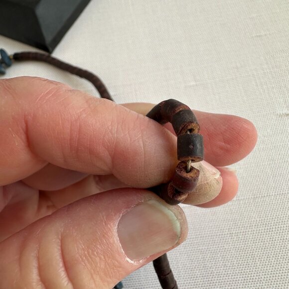 Tagua Nut and Kyanite Bead Necklace 24" - Picture 10 of 13